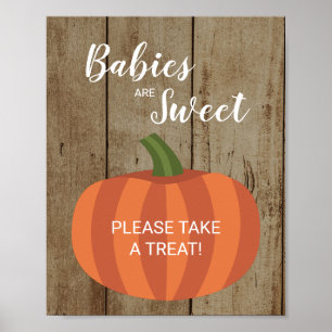 Poster Bebês Rústicos São Doces Chás de Bebê de Abóbora d