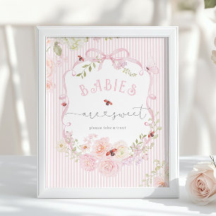 Poster Bebês são Doce Amor Bicho Bebê Shower de Flores Si