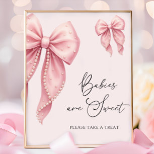 Poster Bebês São Doce Ganhe um Tratamento Laço Rosa