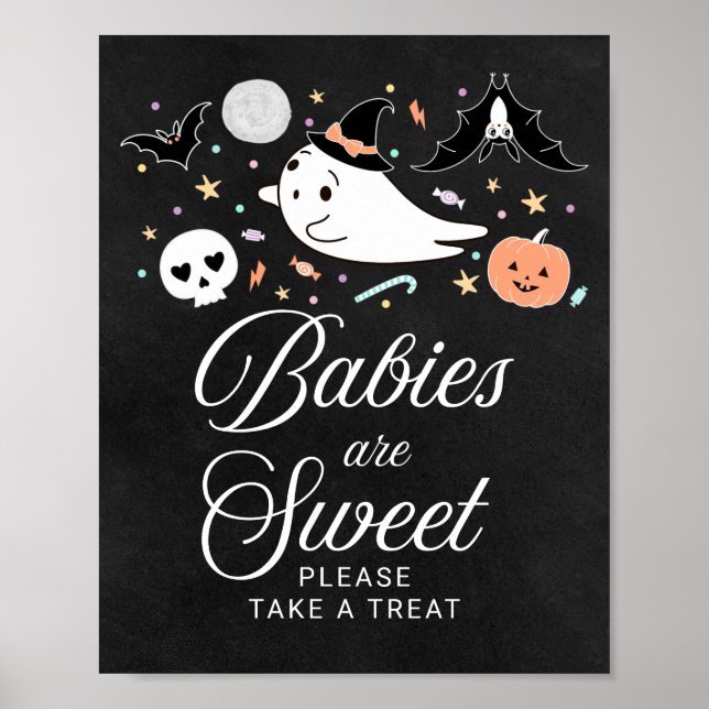 Poster Bebês são Doce Sinal de Chá de Bebê de Halloween (Frente)