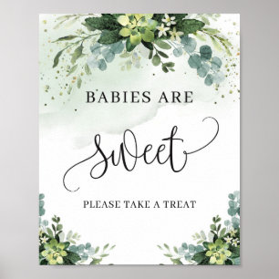 Poster Bebês são doce sinal verde suculento folhagem