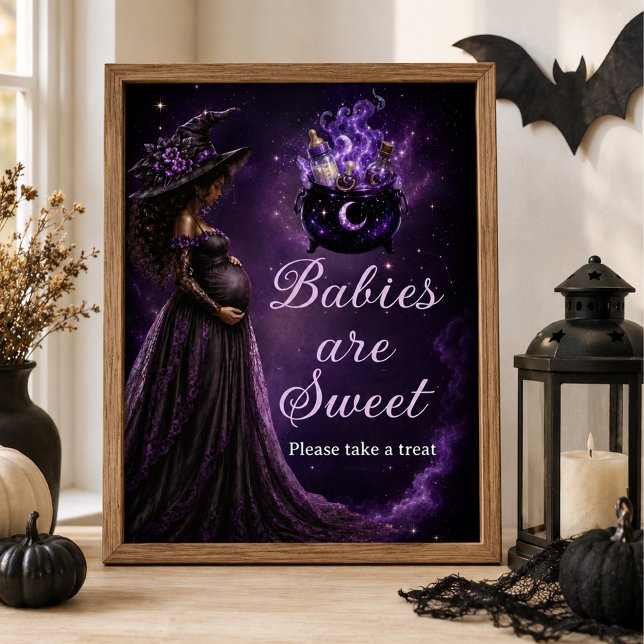 Poster Bebês São Doce Uma Bebê Está Sendo Preparada Bruxi (Guide guests to your treat table with this magical Babies Are Sweet sign.)