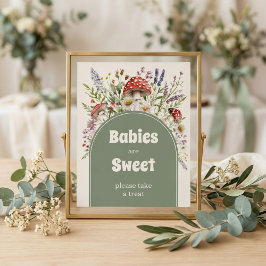 Poster Bebês são doces Cartaz de chá de bebê Cogumelo