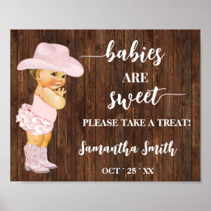 Poster Bebês são doces e tratam Chá de fraldas de Cowgirl