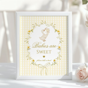 Poster Bebês são doces Silly Goose xadrez amarelo