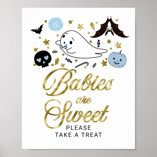 Poster Bebês são Doces Sinal de Chá de Bebê de Halloween (Frente)