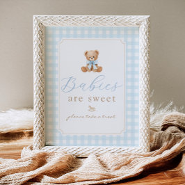 Poster Bebês são ursinhos de pelúcia doces Xadrez azul