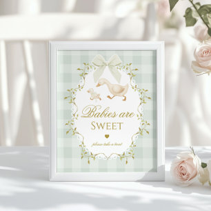 Poster Bebês Silly Goose são doces Ginga Verde Salvia