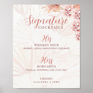Poster Bebida de Assinatura de Casamento Cocktail dele de
