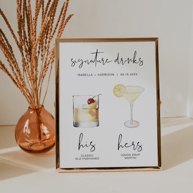 Poster Bebida de Assinatura de Cocktail de Aquarela Minim (Criador carregado)
