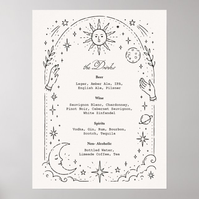 Poster Bebida de Casamento Celestial (Frente)