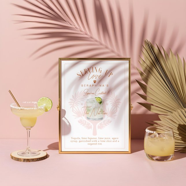 Poster Bebida de coquetel com Chá de panela de seleção (Pickleball Bridal Shower Watercolor Cocktail Drink Poster)