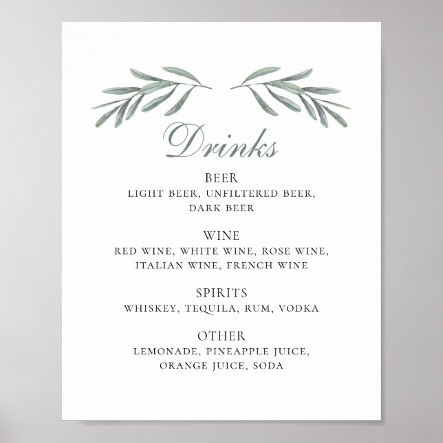 Poster Bebidas alcoólicas de cor aquosa. Casamento italia (Frente)