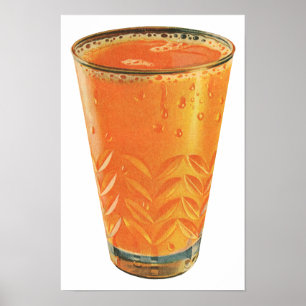 Pôster Bebidas Antigas, Copo de Suco de Laranja no Café d