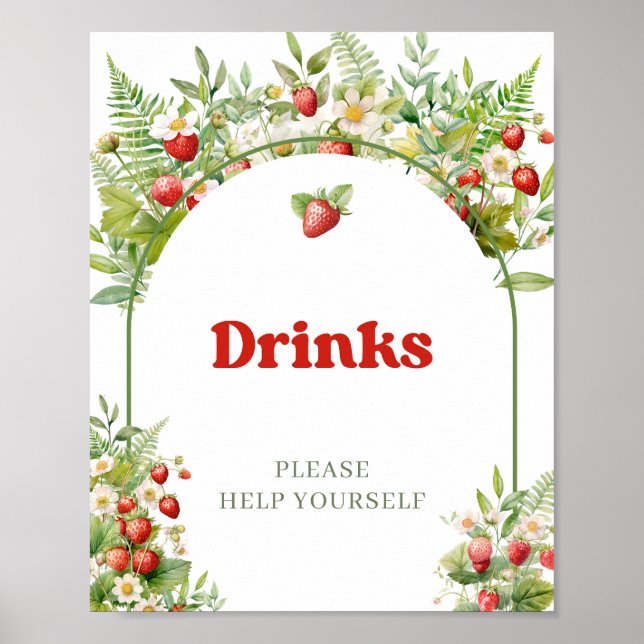 Poster Bebidas Boho Arch Berry Sweet Wild Strawberry Pink (Frente)