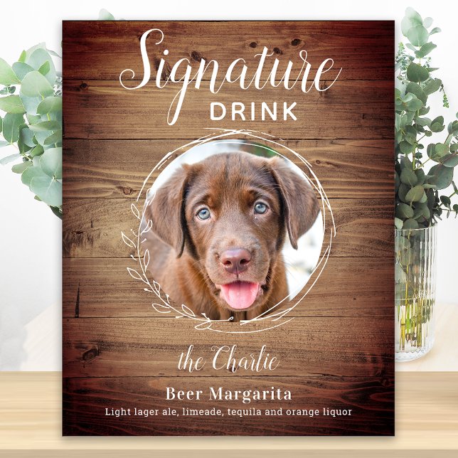 Poster Bebidas com a Pegada do Cachorro Foto do Animal Ca (Criador carregado)