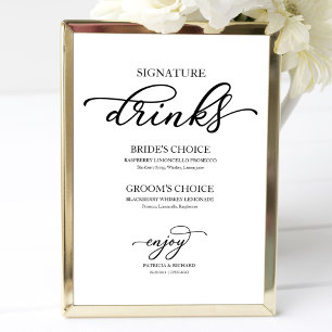 Poster Bebidas com Assinatura Chic Black Script