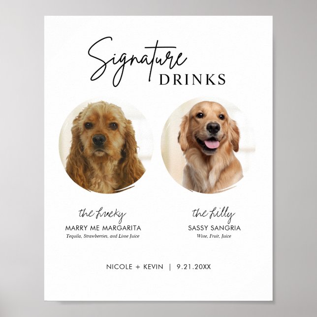 Poster Bebidas com Assinatura de Cachorro Imprimíveis Sin (Frente)