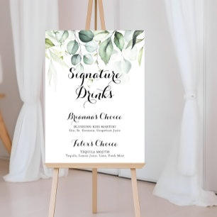 Poster Bebidas com assinatura de eucalipto em aquarela