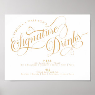 Poster Bebidas com Assinatura de Roteiro Romântico Bar de