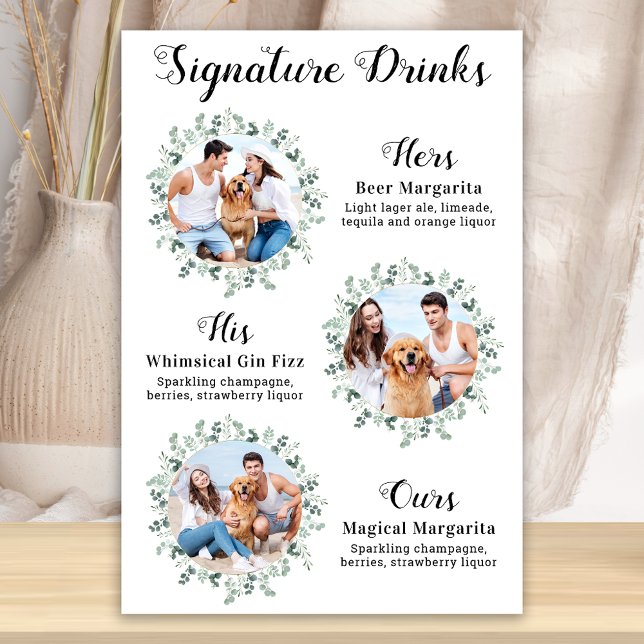 Poster Bebidas com Estilo Elegante Casamento de Pet 3 Fot (Criador carregado)