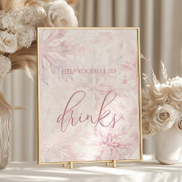 Poster Bebidas Com Floco de Neve Rosa chá de fraldas