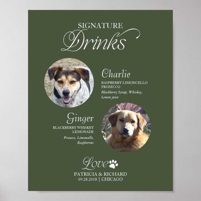 Poster Bebidas com Foto de Animais de Estimação Sinal de  (Frente)