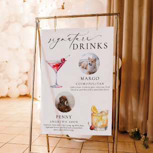 Poster Bebidas com Letreiro da Assinatura de Fotos de Ani