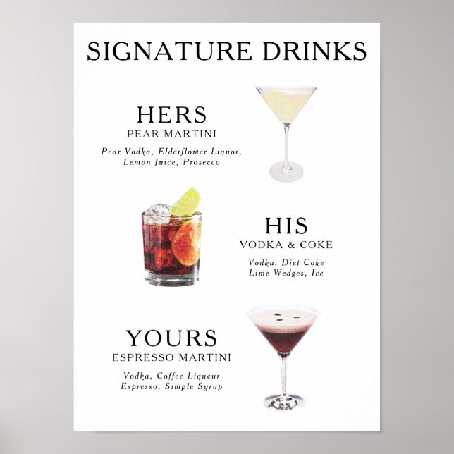 Poster Bebidas com Sabor de Assinatura Cardápio de Coquet (Frente)