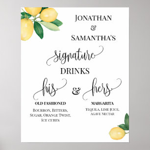 Poster Bebidas com Sabor de Assinatura Recepção de Casame