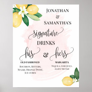 Poster Bebidas com Sabor de Assinatura Recepção de Casame