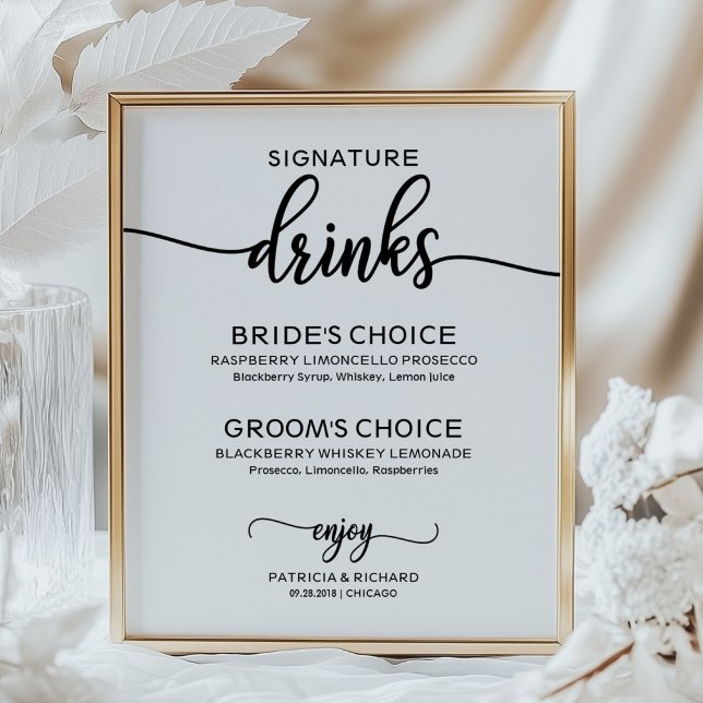 Poster Bebidas com Sabor de Elegância Letra de Casamento (Criador carregado)