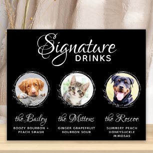 Poster Bebidas com Selo de Animais de Estimação Preto Bar