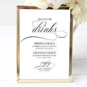 Poster Bebidas com Selo Elegante Escrito Preto