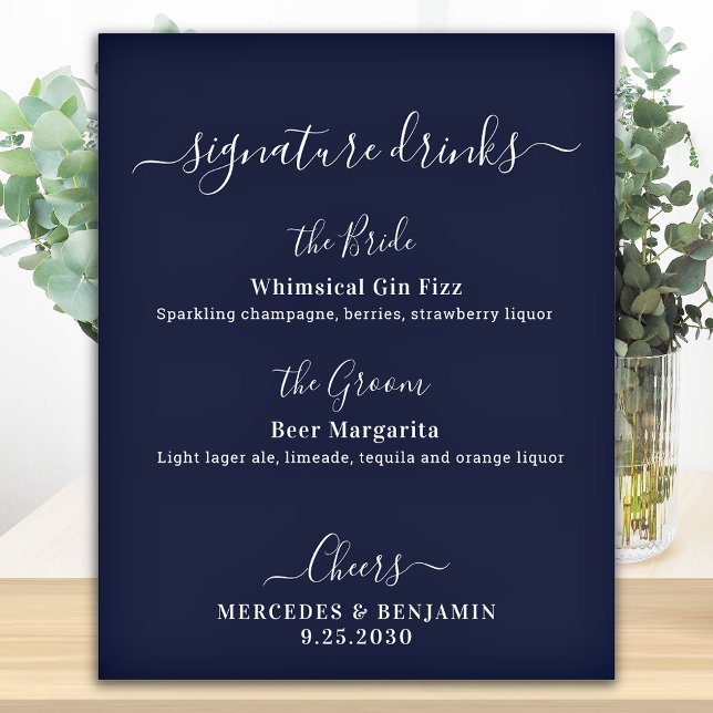 Poster Bebidas com Selo Personalizado Barra de Casamento  (Criador carregado)