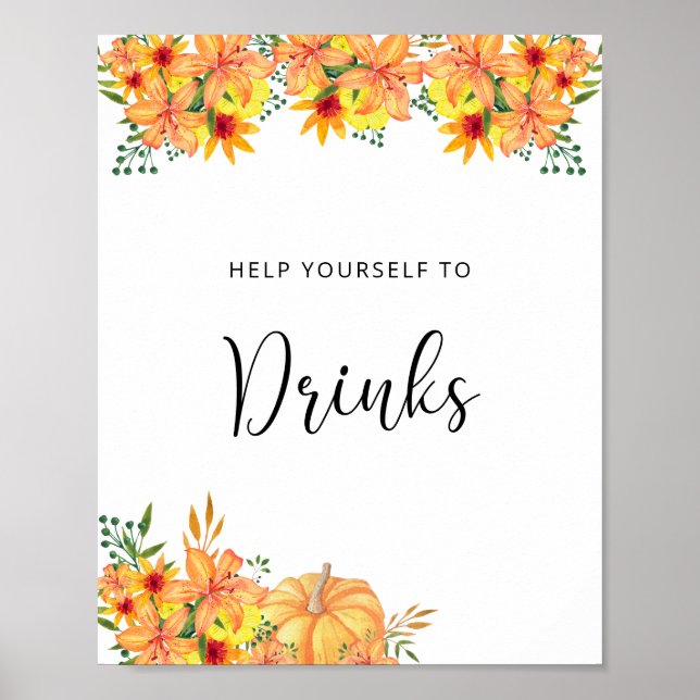 Poster Bebidas de abóbora floral (Frente)