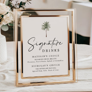 Poster Bebidas de Assinatura Casamento Marfim Árvore de P