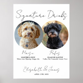 Poster Bebidas de Assinatura de Casamento Animais de Esti