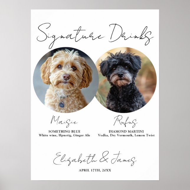 Poster Bebidas de Assinatura de Casamento Animais de Esti (Frente)