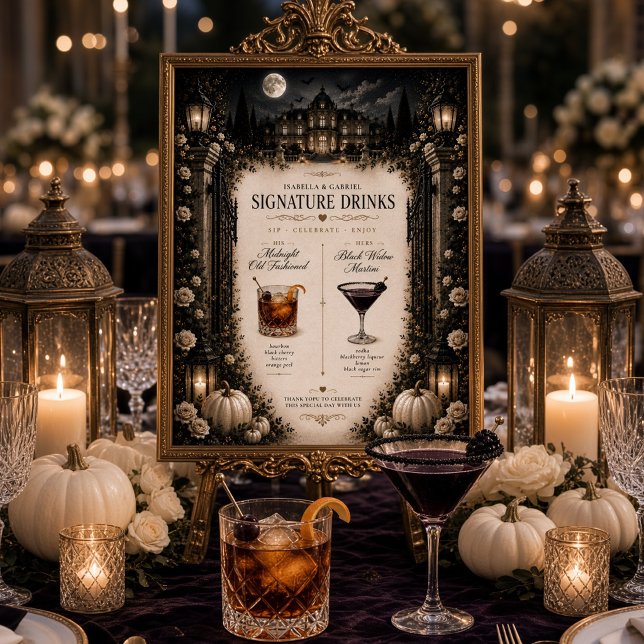 Poster Bebidas de Assinatura do Luar Celestial de Luxo Ca (Criador carregado)