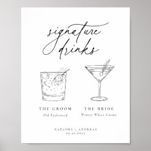 Poster Bebidas De Assinatura Mínimas Chic Contemporâneas