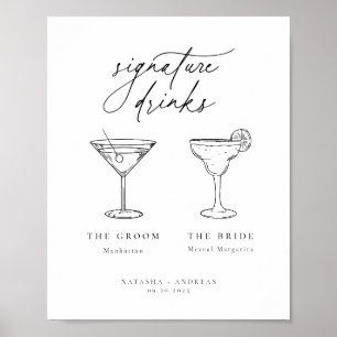 Poster Bebidas De Assinatura Mínimas Chic Contemporâneas