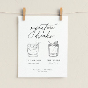 Poster Bebidas De Assinatura Mínimas Chic Contemporâneas