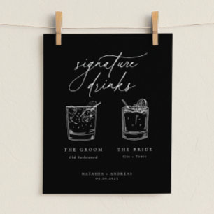 Poster Bebidas De Assinatura Mínimas Chic Contemporâneas