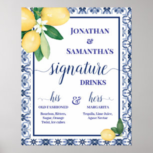 Poster Bebidas de Assinatura Recepção de Casamento Medite