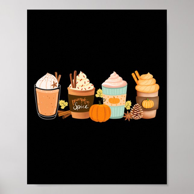 Poster Bebidas de Café com Tempero de Abóbora Lattes de C (Frente)