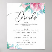 Bebidas de casamento com pincel de aquarela rosa-c