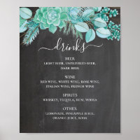 Bebidas de casamento de chalkboard. Mineração flor