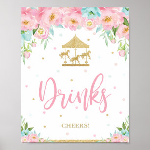 Poster Bebidas De Chá De Aniversário De Carrossel Flora
