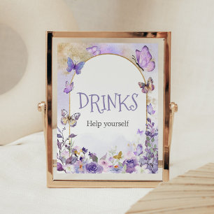 Poster Bebidas De Chá de fraldas De Borboleta Floral Enca